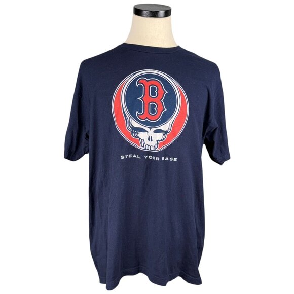Boston Red Sox Grateful Dead Steal Your Base Navy T-Shirt XL MLB Official - Picture 1 of 6